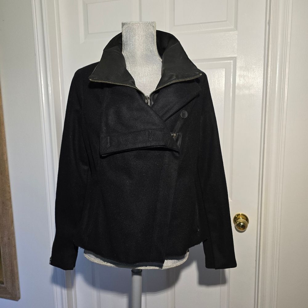 HELMUT LANG wool/leather moto jacket